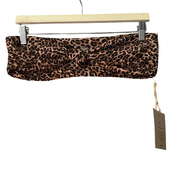 NWT Free People Stone Fox Swim Lele Strapless Bikini Top Cheetah Print Sahara XL - Picture 1 of 8
